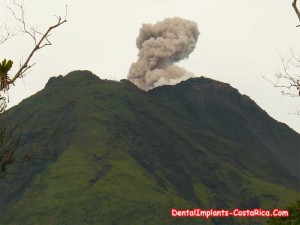 Smoke billowing from a volcano in Costa Rica